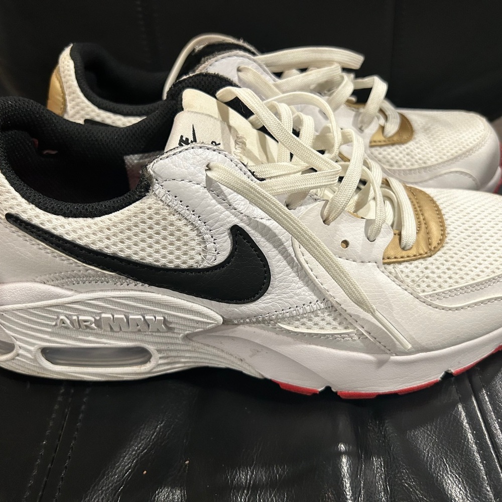 Nike Air Max White and Gold with Black Swoosh